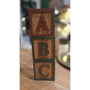 Vintage Year 1992 Alphabet Wood ABC Blocks Ornate Letter Decor Child's Room #149